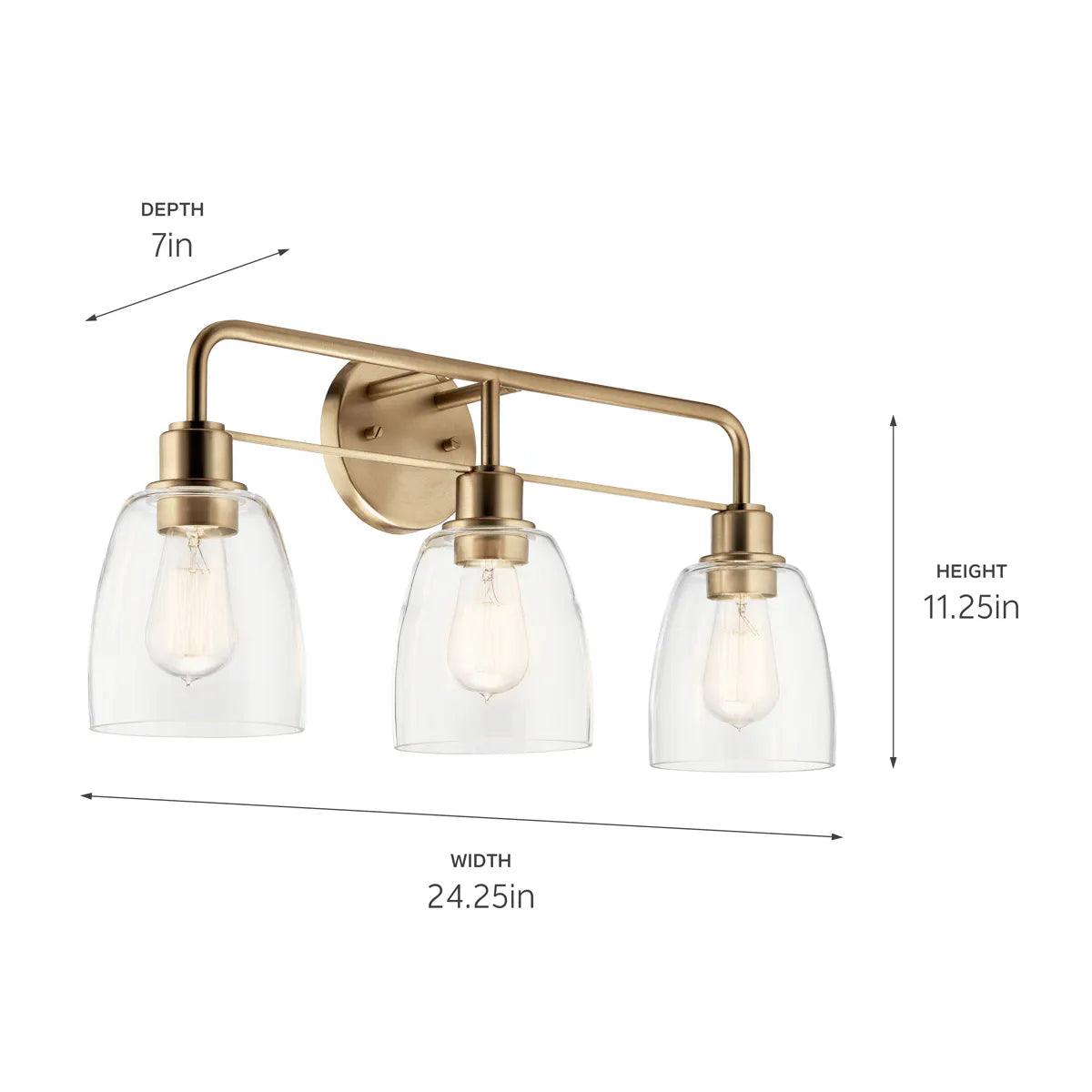 Meller 24 In 3-Lights Bathroom Vanity Light, Bronze Finish - Bees Lighting