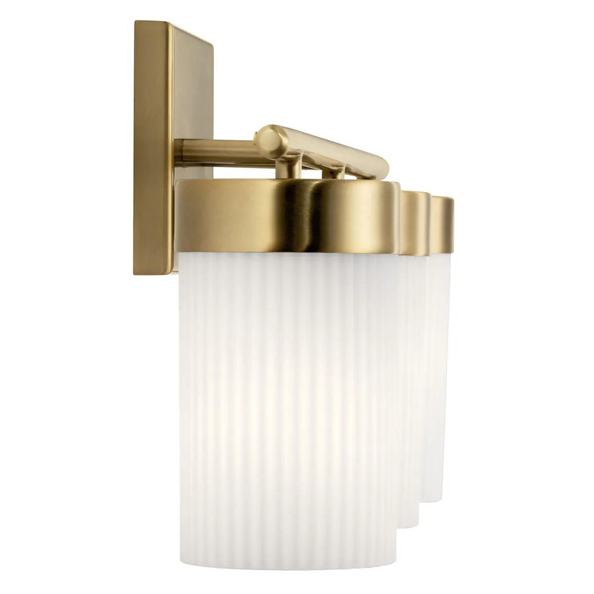 Ciona 24 In 3-Lights Bathroom Vanity Light With Satin Etched Cased Opal Glass, Gold Finish - Bees Lighting