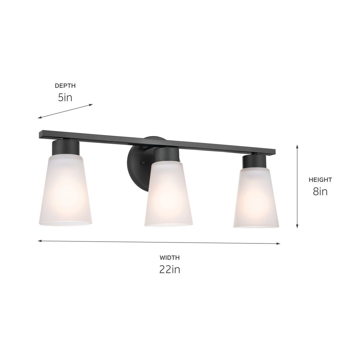 Stamos 22 in. 3 Lights Vanity Light Black finish - Bees Lighting