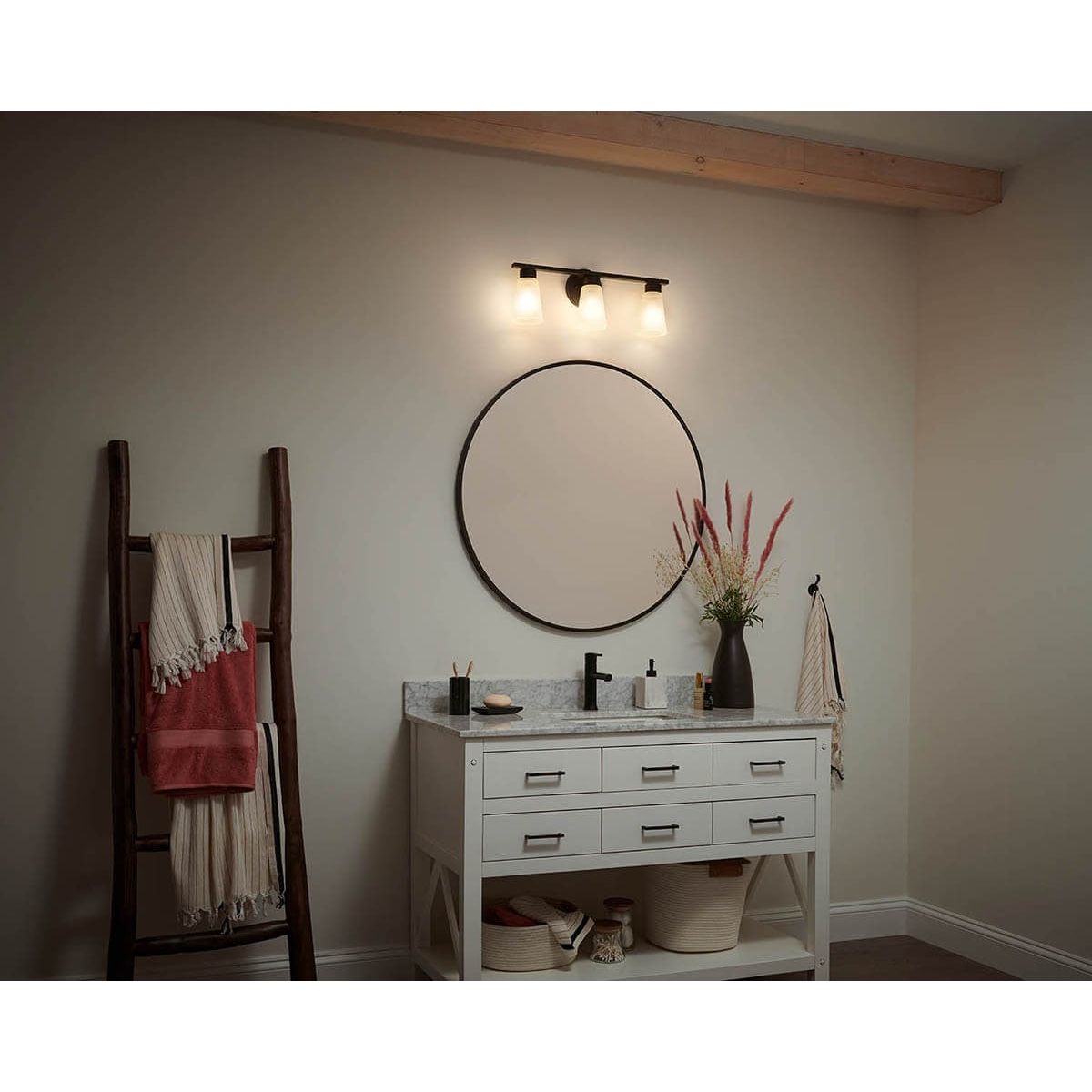 Stamos 22 in. 3 Lights Vanity Light Black finish - Bees Lighting