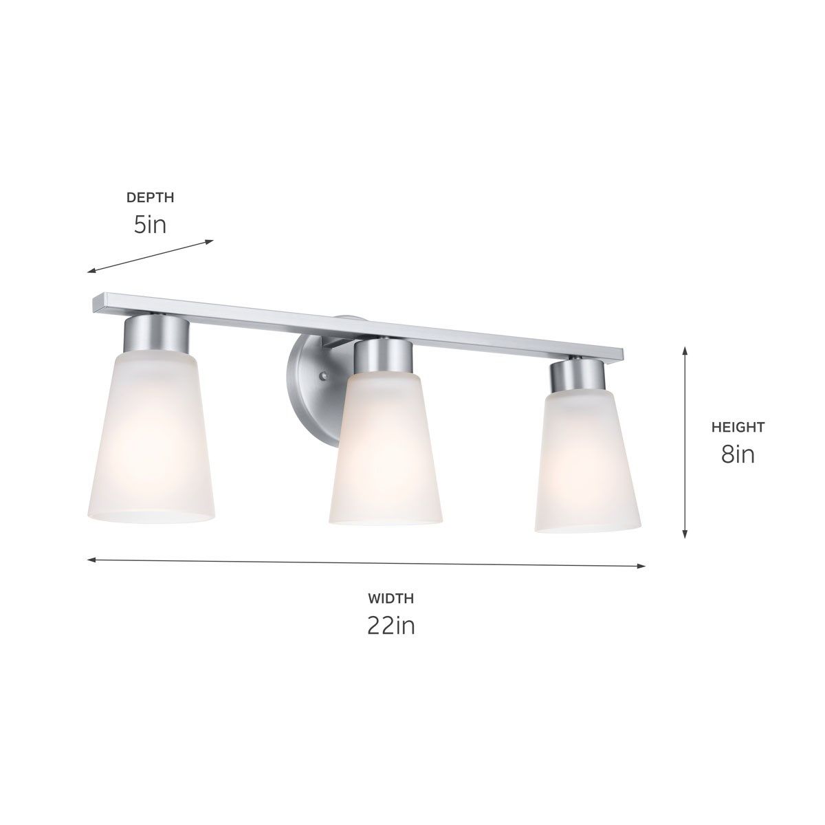 Stamos 22 in. 3 Lights Vanity Light Brushed Nickel finish - Bees Lighting