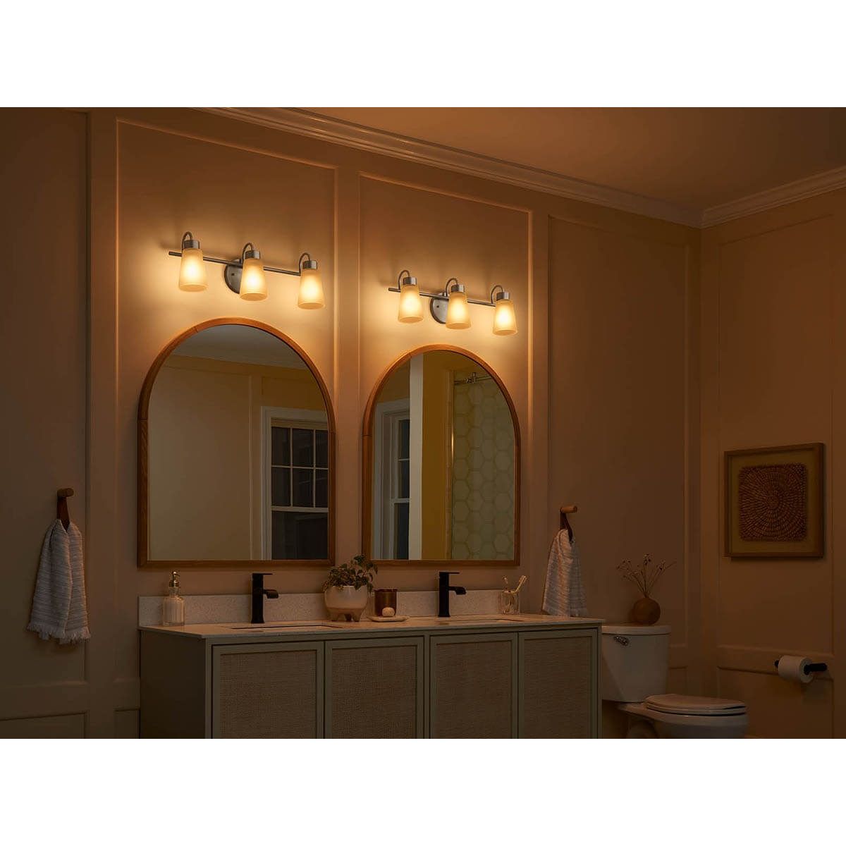 Stamos 22 in. 3 Lights Vanity Light Brushed Nickel finish - Bees Lighting