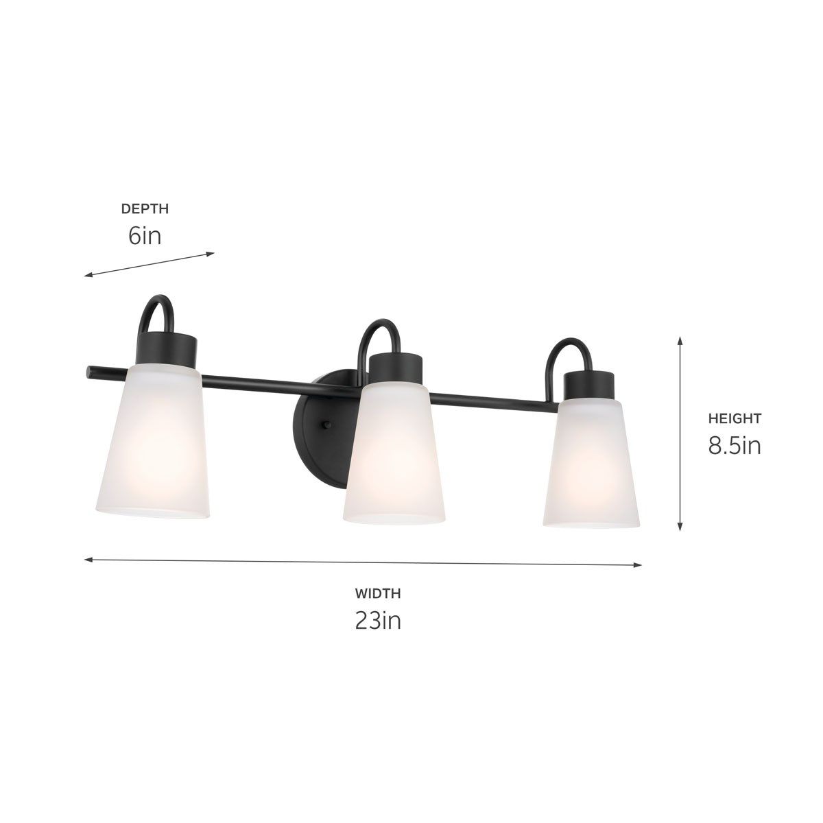 Erma 23 in. 3 Lights Vanity Light Black finish - Bees Lighting