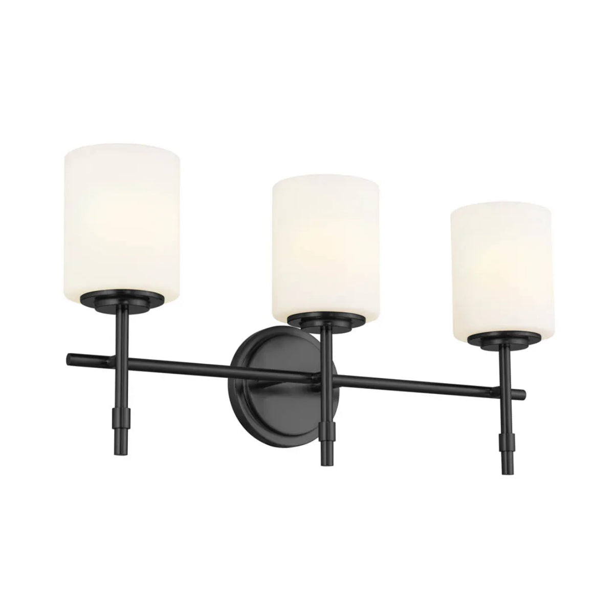 Ali 23 In 3-Lights Bathroom Vanity Light With Satin Etched Cased Opal, Black Finish - Bees Lighting