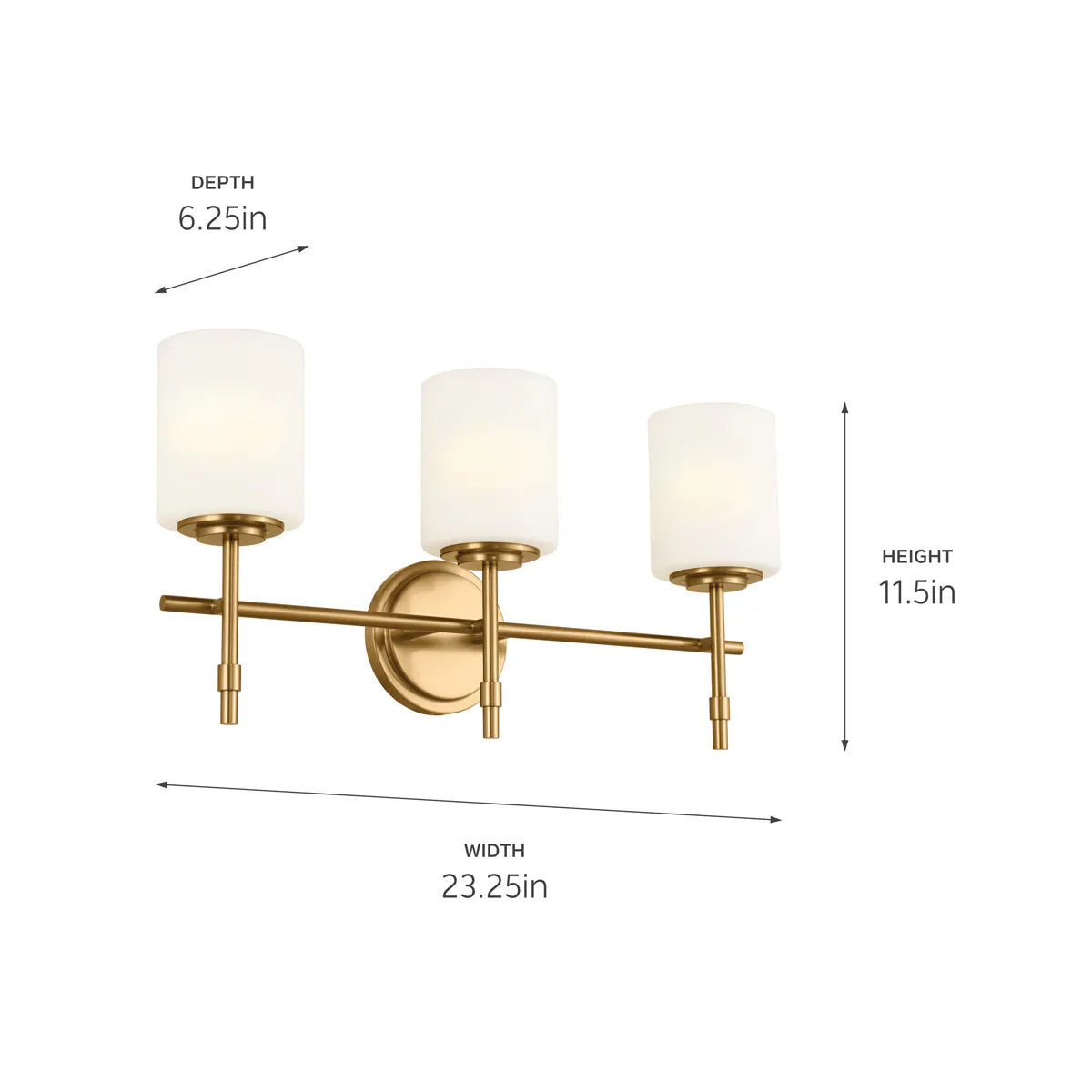 Ali 23 In 3-Lights Bathroom Vanity Light With Satin Etched Cased Opal, Gold Finish - Bees Lighting