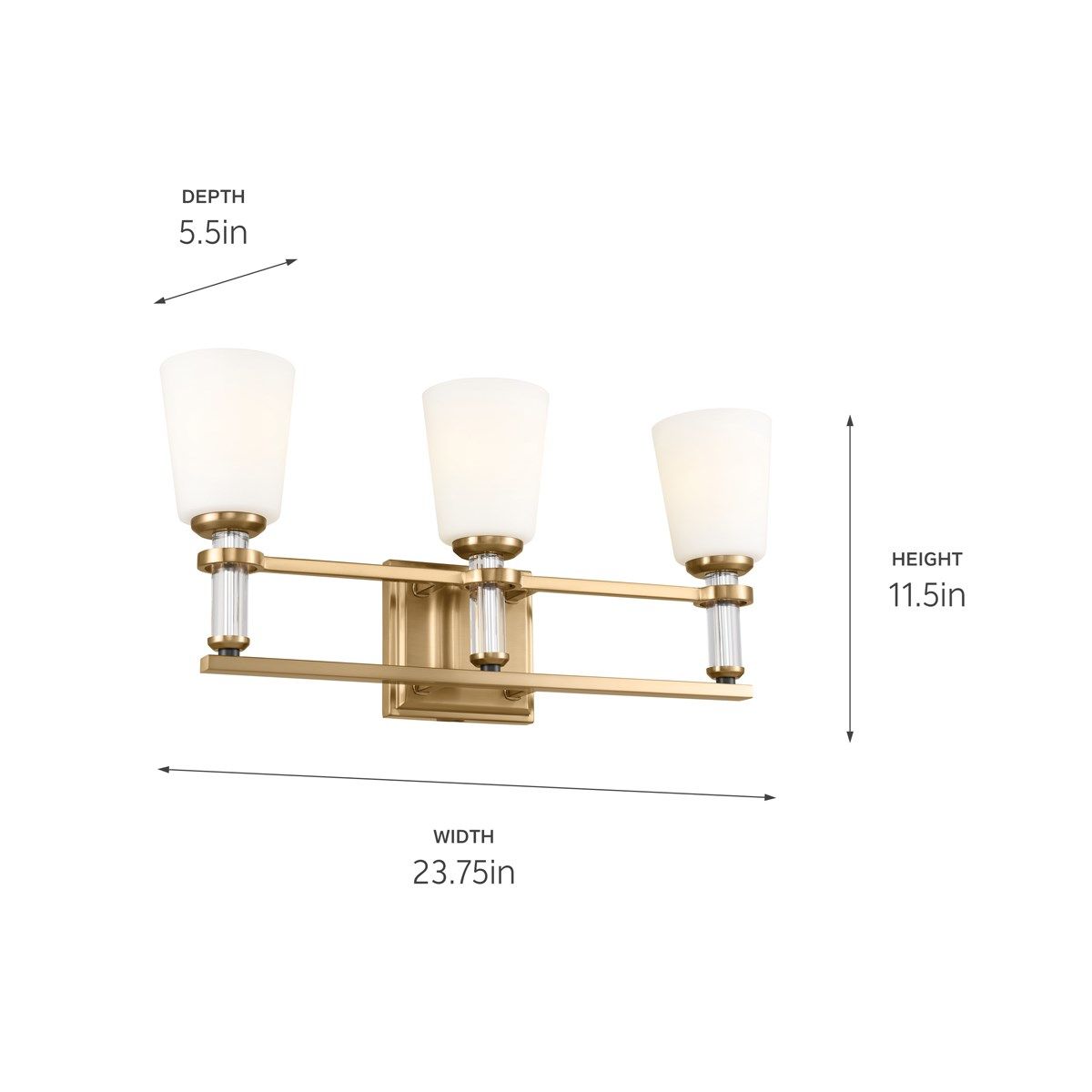 Rosalind 24 in. 3 Lights Vanity Light Brushed Brass finish