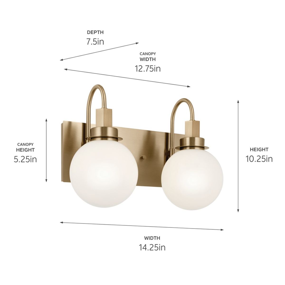 Hex 14 in. 2 Lights Vanity Light Champagne Bronze Finish - Bees Lighting