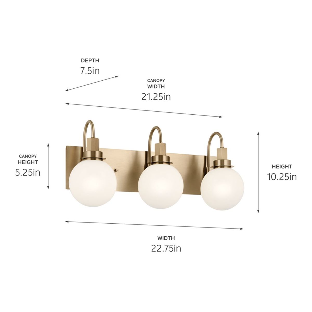 Hex 23 in. 3 Lights Vanity Light Champagne Bronze Finish