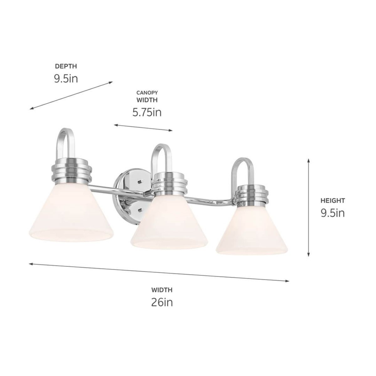 Farum 26 in. 3 Lights Vanity Light Chrome Finish - Bees Lighting