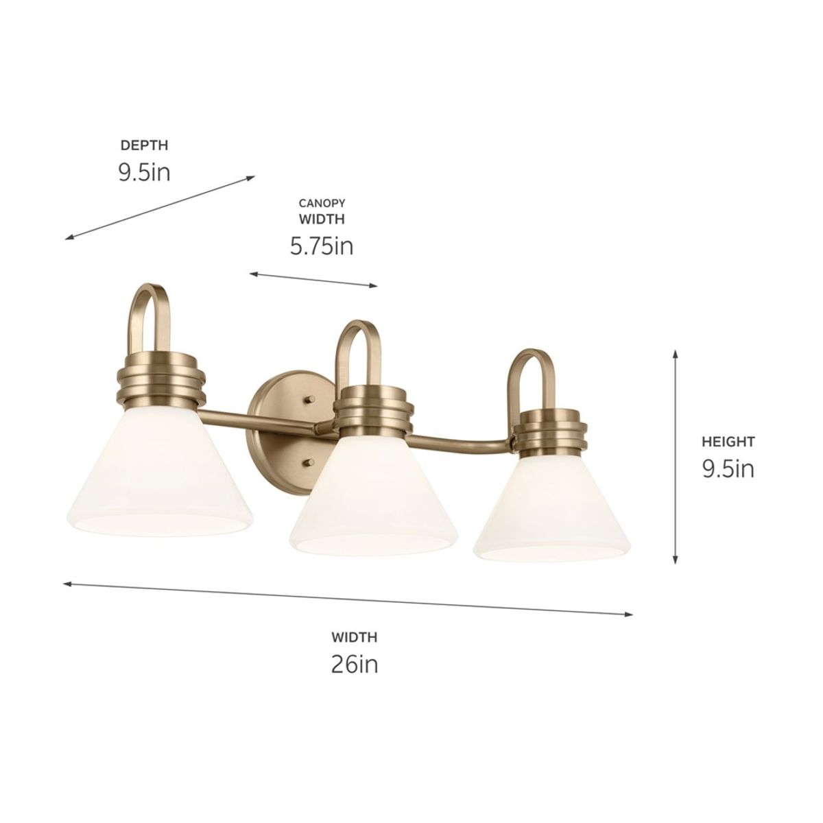 Farum 26 in. 3 Lights Vanity Light Champagne Bronze Finish - Bees Lighting