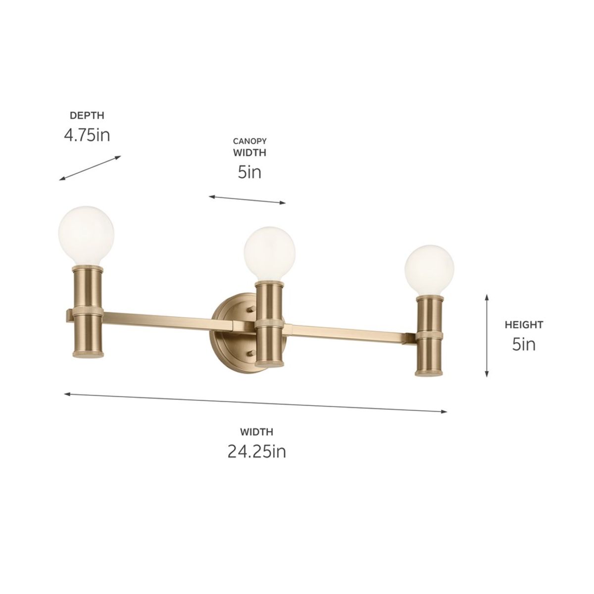 Torche 24 in. 3 Lights Vanity Light Champagne Bronze Finish - Bees Lighting