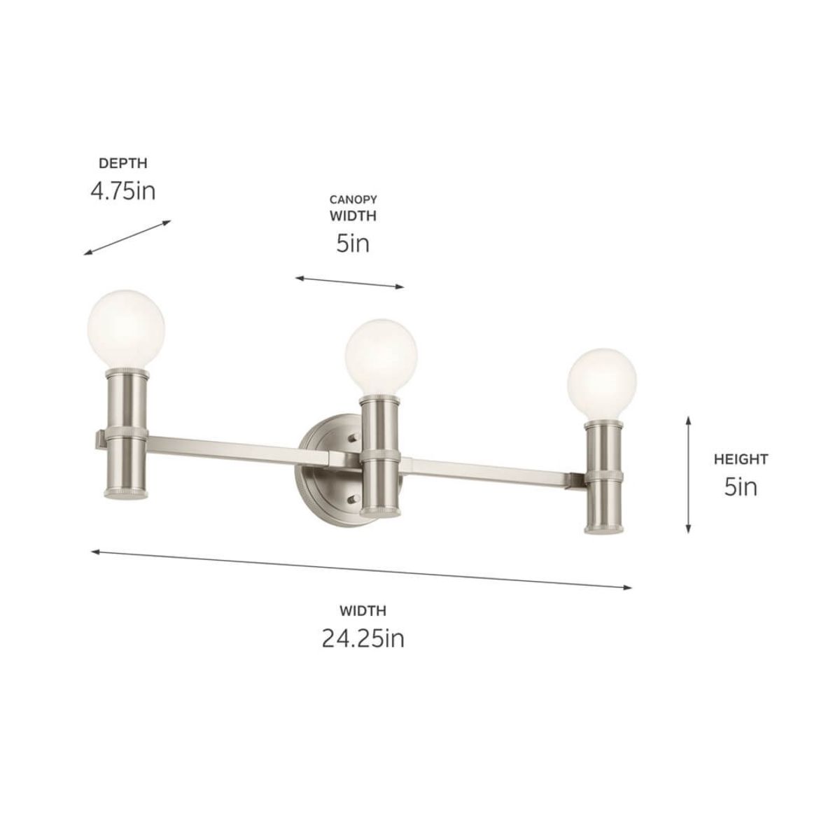 Torche 24 in. 3 Lights Vanity Light Brushed Nickel Finish - Bees Lighting