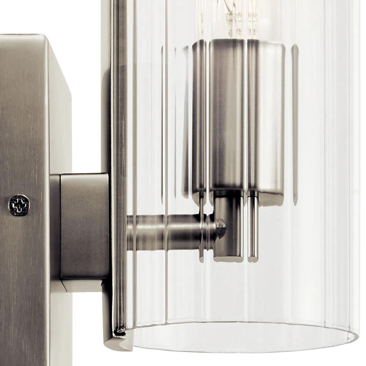 Jesma 14" 1-Light Wall Sconce With Clear Fluted Glass, Brushed Nickel Finish