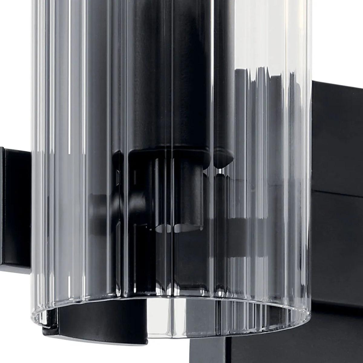 Jemsa 13 In 2-Lights Bathroom Vanity Light With Clear Fluted Glass, Black Finish - Bees Lighting