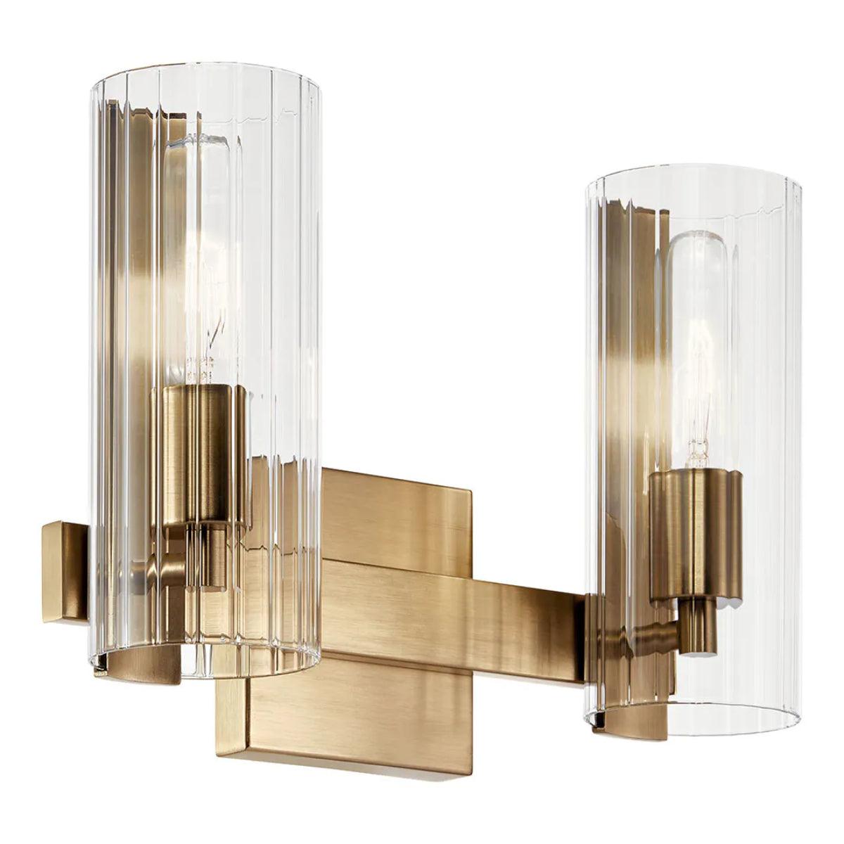 Jemsa 13 In 2-Lights Bathroom Vanity Light With Clear Fluted Glass, Bronze Finish - Bees Lighting