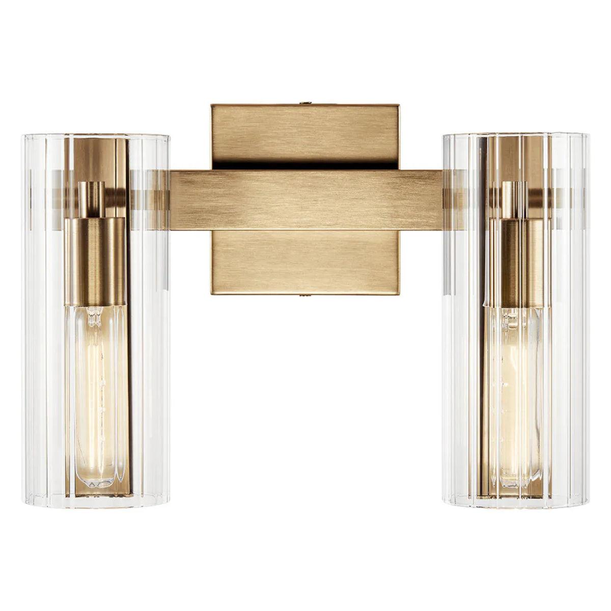 Jemsa 13 In 2-Lights Bathroom Vanity Light With Clear Fluted Glass, Bronze Finish - Bees Lighting