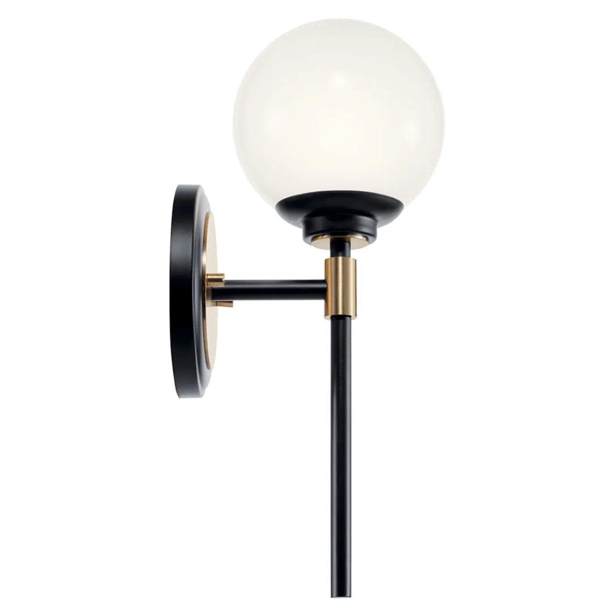 Benno 14" 1-Light Wall Sconce With Opal Glass, Black|Bronze Finish - Bees Lighting