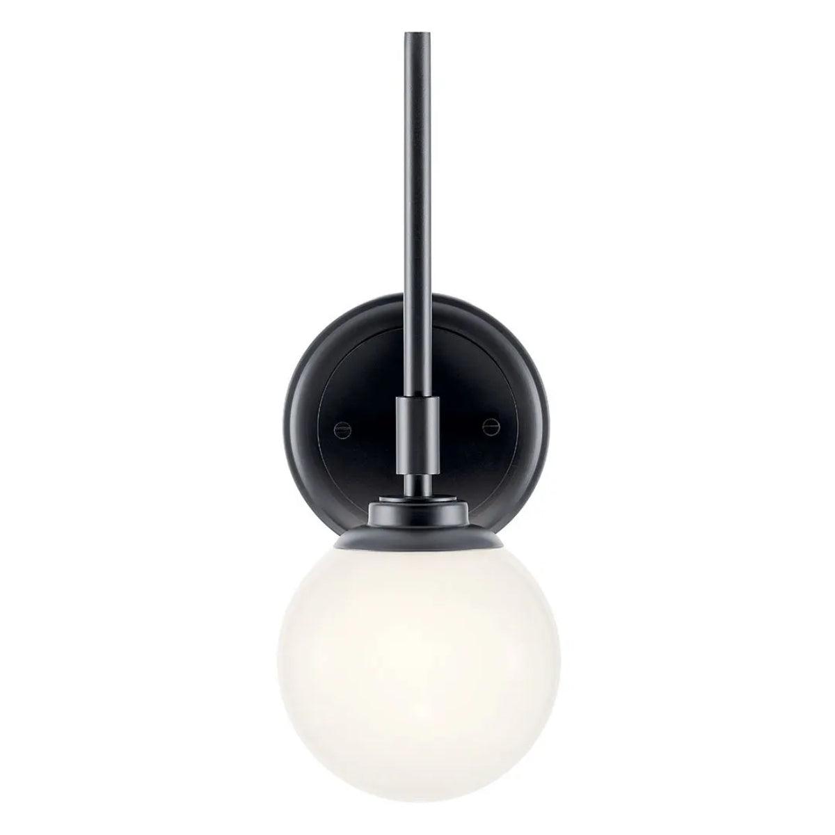 Benno 14" 1-Light Wall Sconce With Opal Glass, Black Finish - Bees Lighting