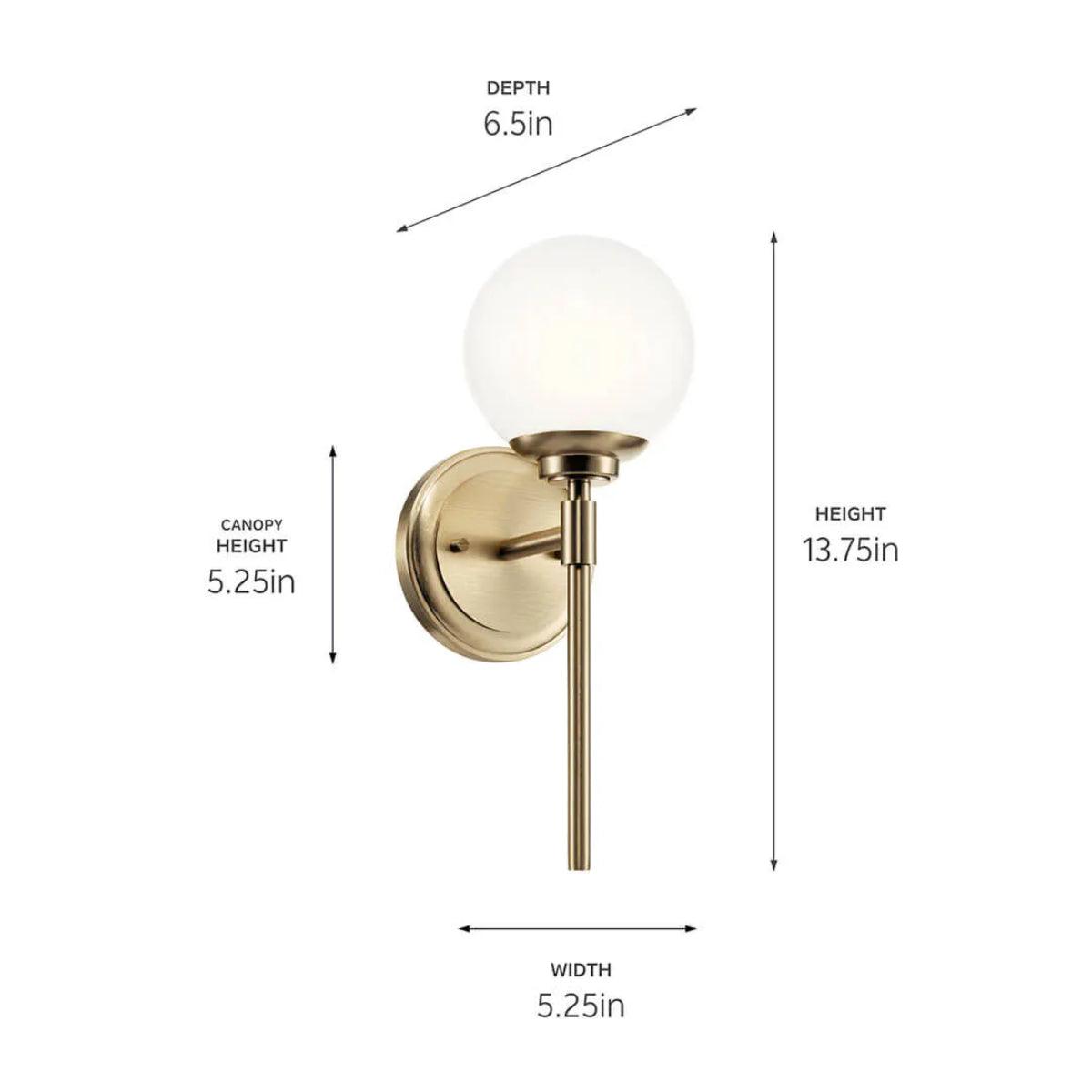 Benno 14" 1-Light Wall Sconce With Opal Glass, Bronze Finish - Bees Lighting