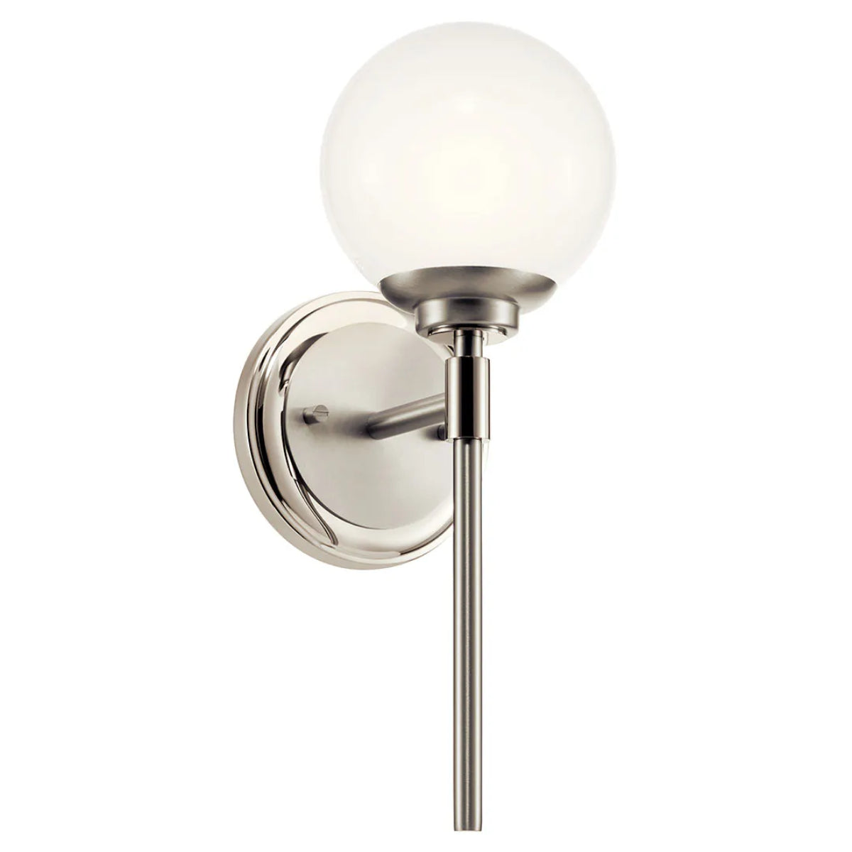 Benno 14" 1-Light Wall Sconce With Opal Glass, Polished Nickel Finish - Bees Lighting