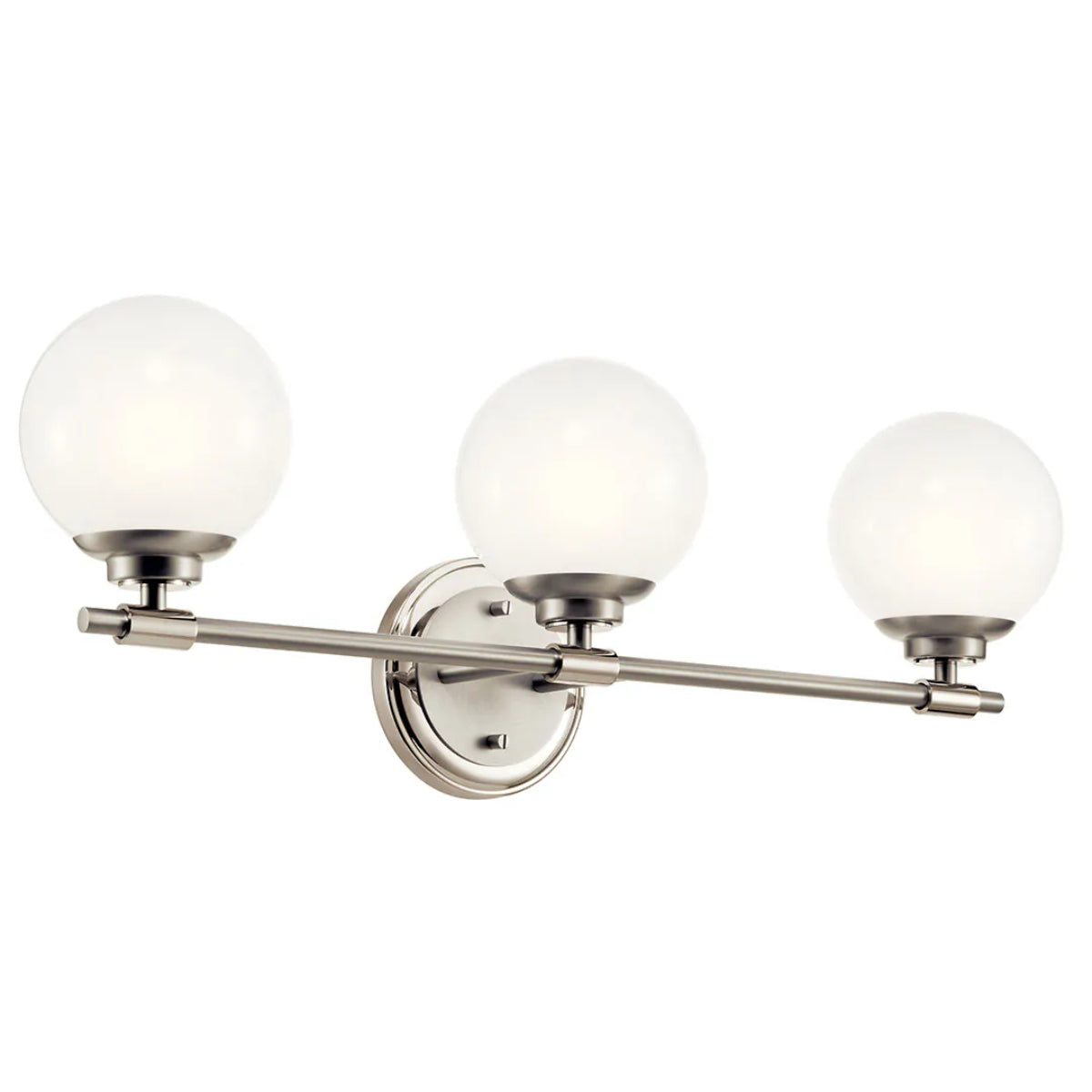 Benno 25 In 3-Lights Bathroom Vanity Light With Opal Glass, Silver Finish - Bees Lighting