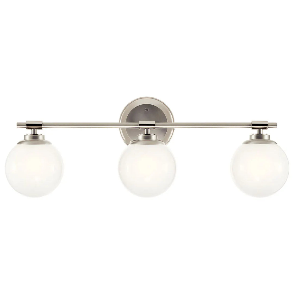 Benno 25 In 3-Lights Bathroom Vanity Light With Opal Glass, Silver Finish - Bees Lighting