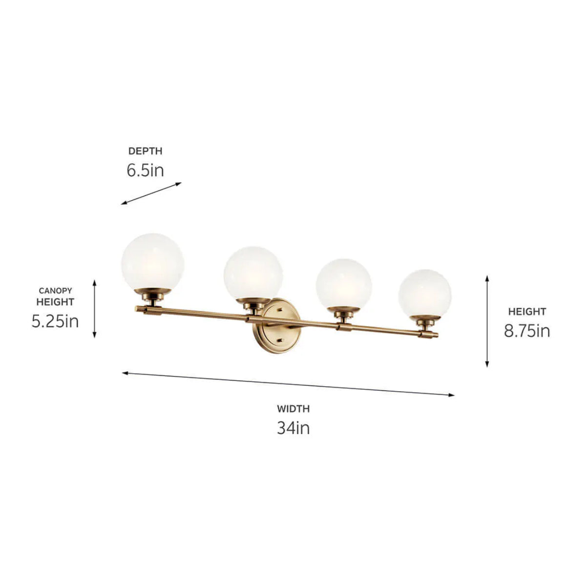 Benno 34 In 4-Lights Bathroom Vanity Light With Opal Glass, Bronze Finish - Bees Lighting