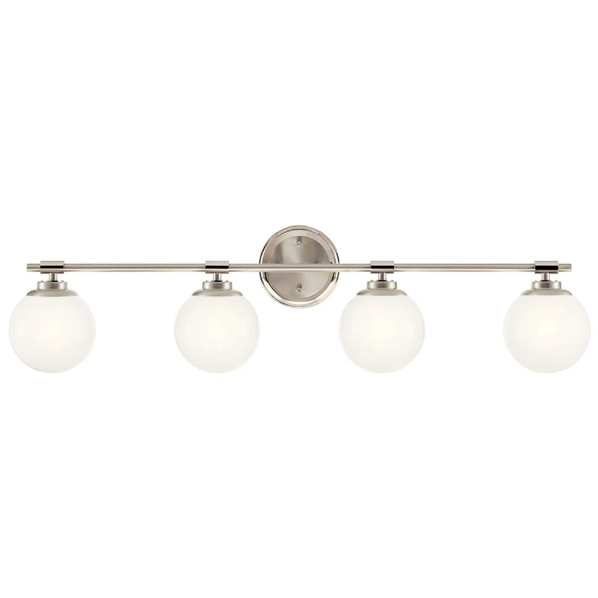 Benno 34 In 4-Lights Bathroom Vanity Light With Opal Glass, Silver Finish - Bees Lighting