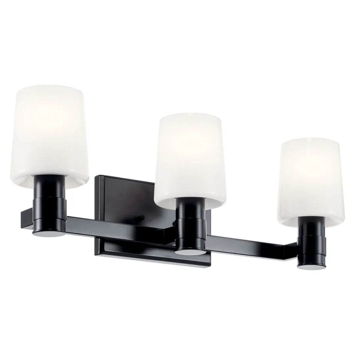 Adani 24 In 3-Lights Bathroom Vanity Light With Opal Glass, Black Finish - Bees Lighting