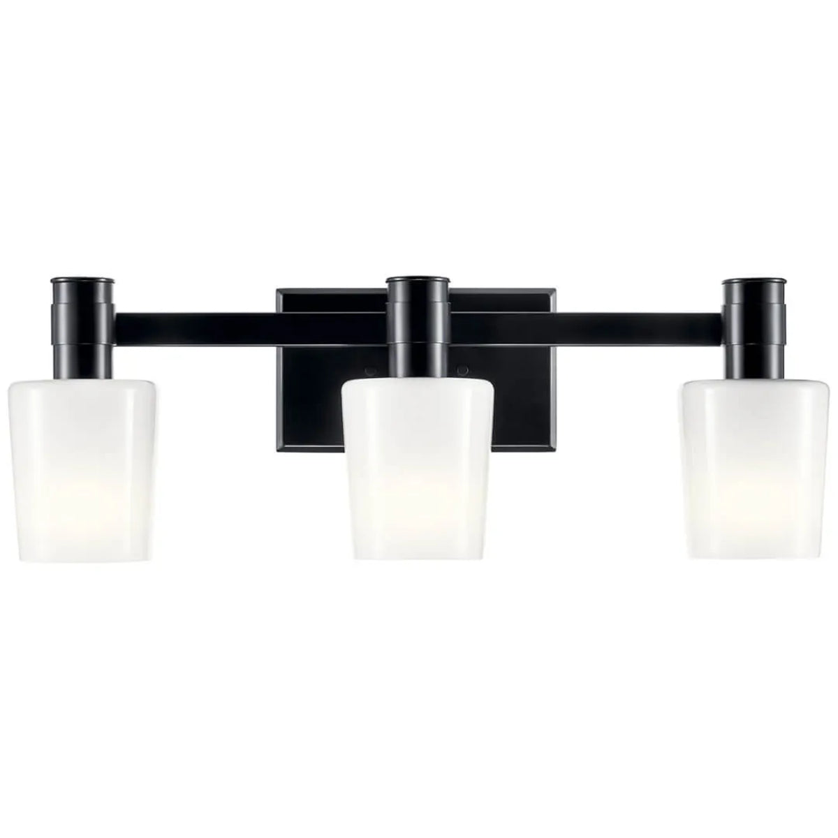 Adani 24 In 3-Lights Bathroom Vanity Light With Opal Glass, Black Finish - Bees Lighting