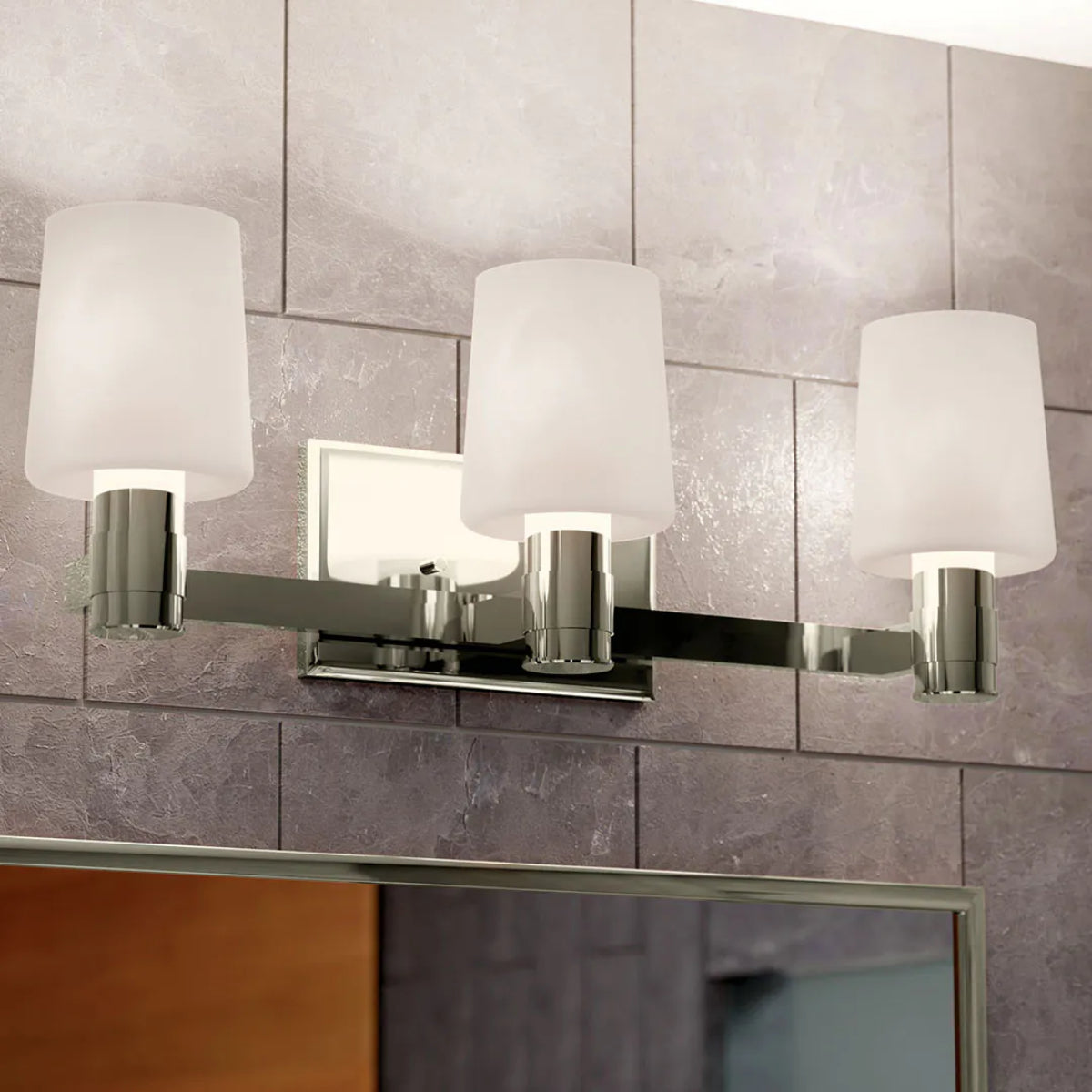 Adani 24 In 3-Lights Bathroom Vanity Light With Opal Glass, Polished Nickel Finish - Bees Lighting