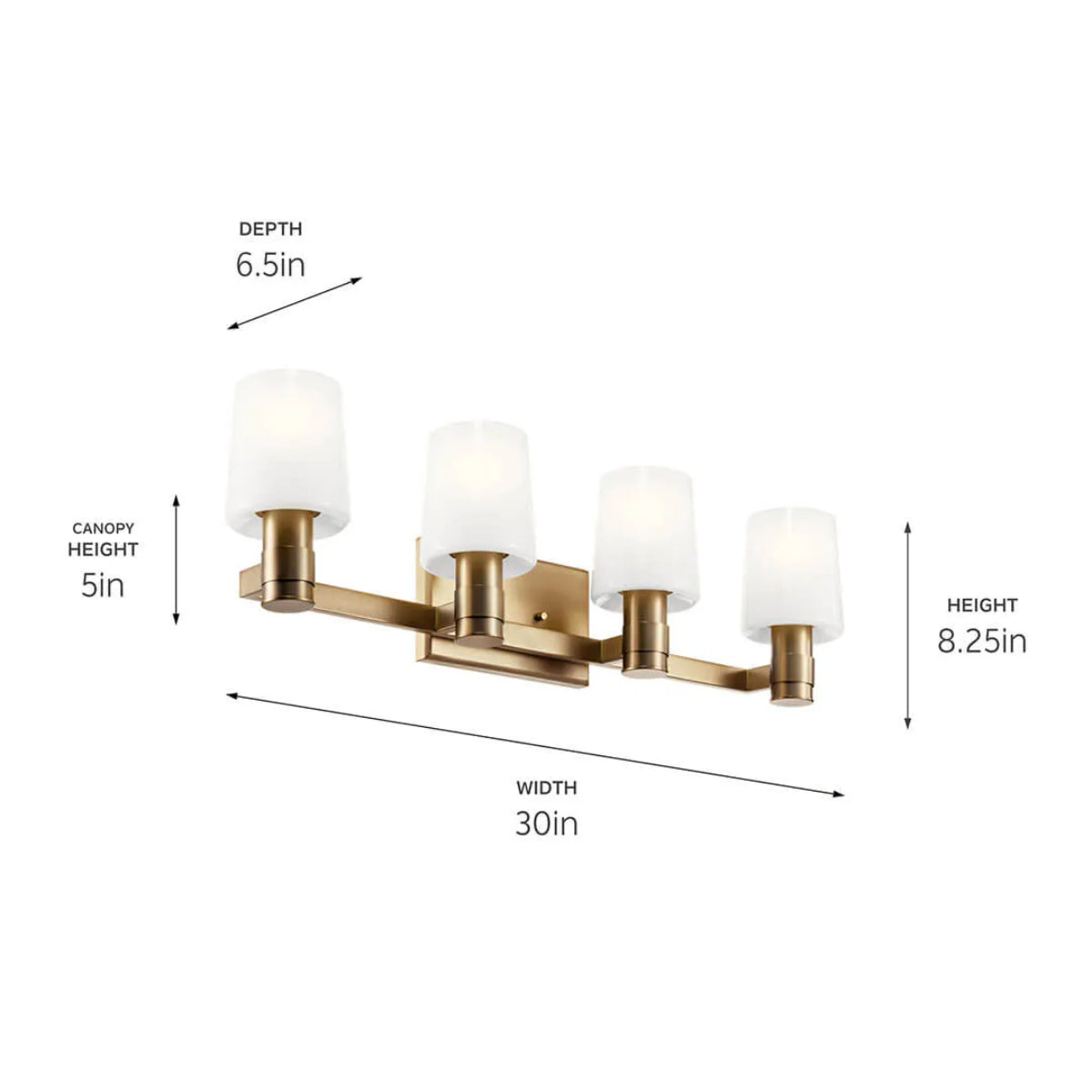 Adani 30 In 4-Lights Bathroom Vanity Light With Opal Glass, Bronze Finish - Bees Lighting