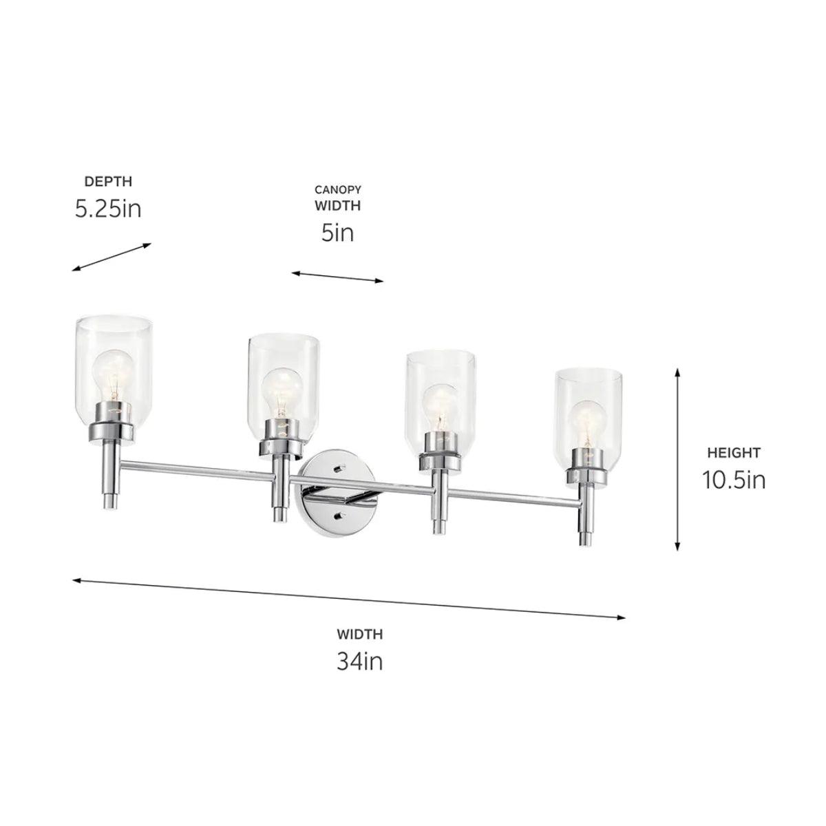 Madden 34 In 4-Lights Bathroom Vanity Light, Chrome Finish - Bees Lighting