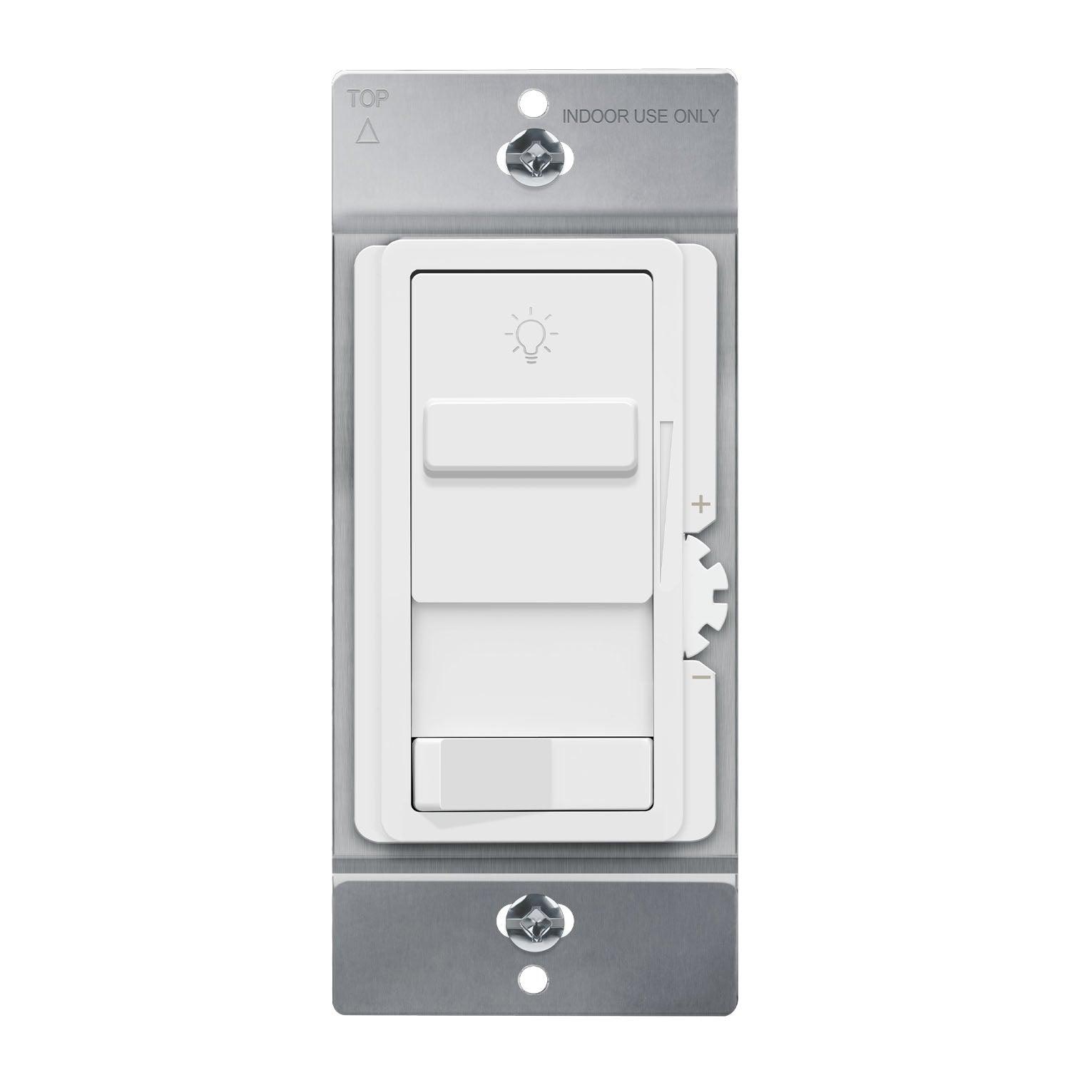 LED+ Slide Dimmer Switch, 200-Watts LED/CFL, Single Pole or 3-Way, White - Bees Lighting