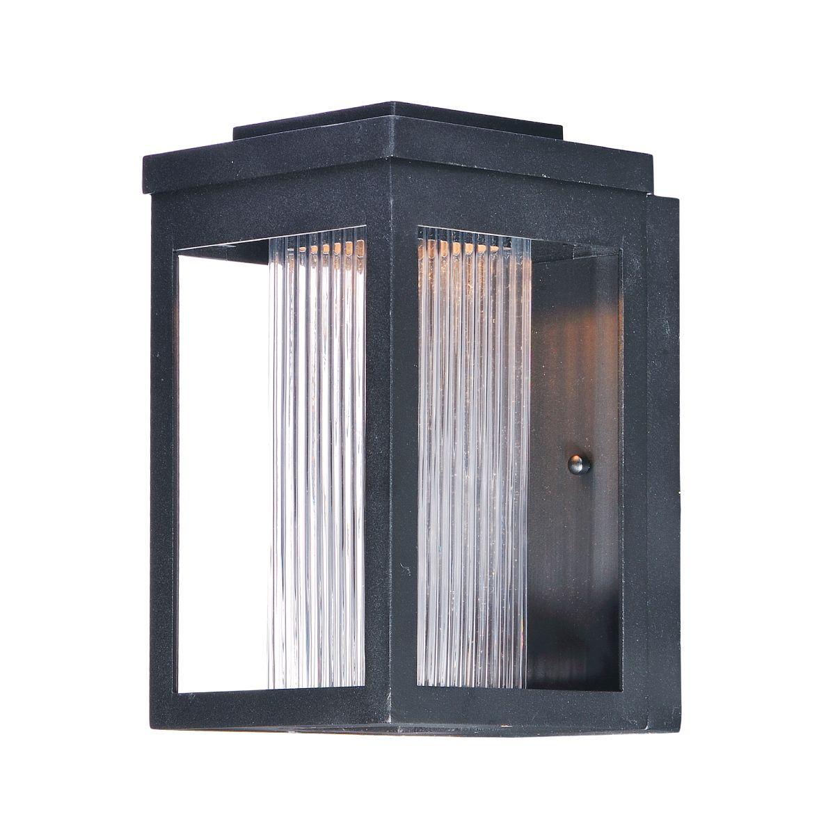 Salon LED 10 In. LED Outdoor Wall Sconce 560 Lumens Clear Ribbed Black Finish - Bees Lighting