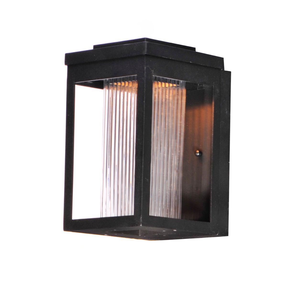 Salon LED 10 In. LED Outdoor Wall Sconce 560 Lumens Clear Ribbed Black Finish - Bees Lighting