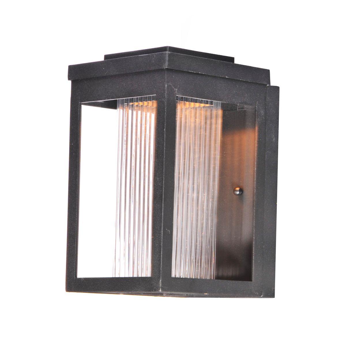 Salon LED 10 In. LED Outdoor Wall Sconce 560 Lumens Clear Ribbed Black Finish - Bees Lighting