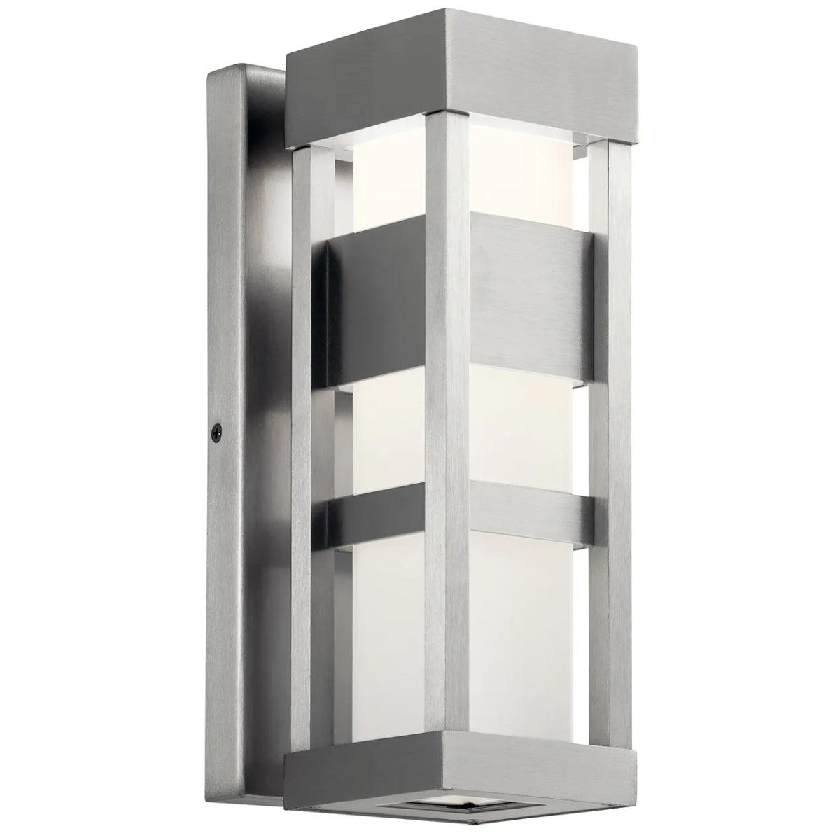 Ryler 12 In 1-Light LED Outdoor Wall Light With Satin Etched Opal Glass, Silver Finish - Bees Lighting