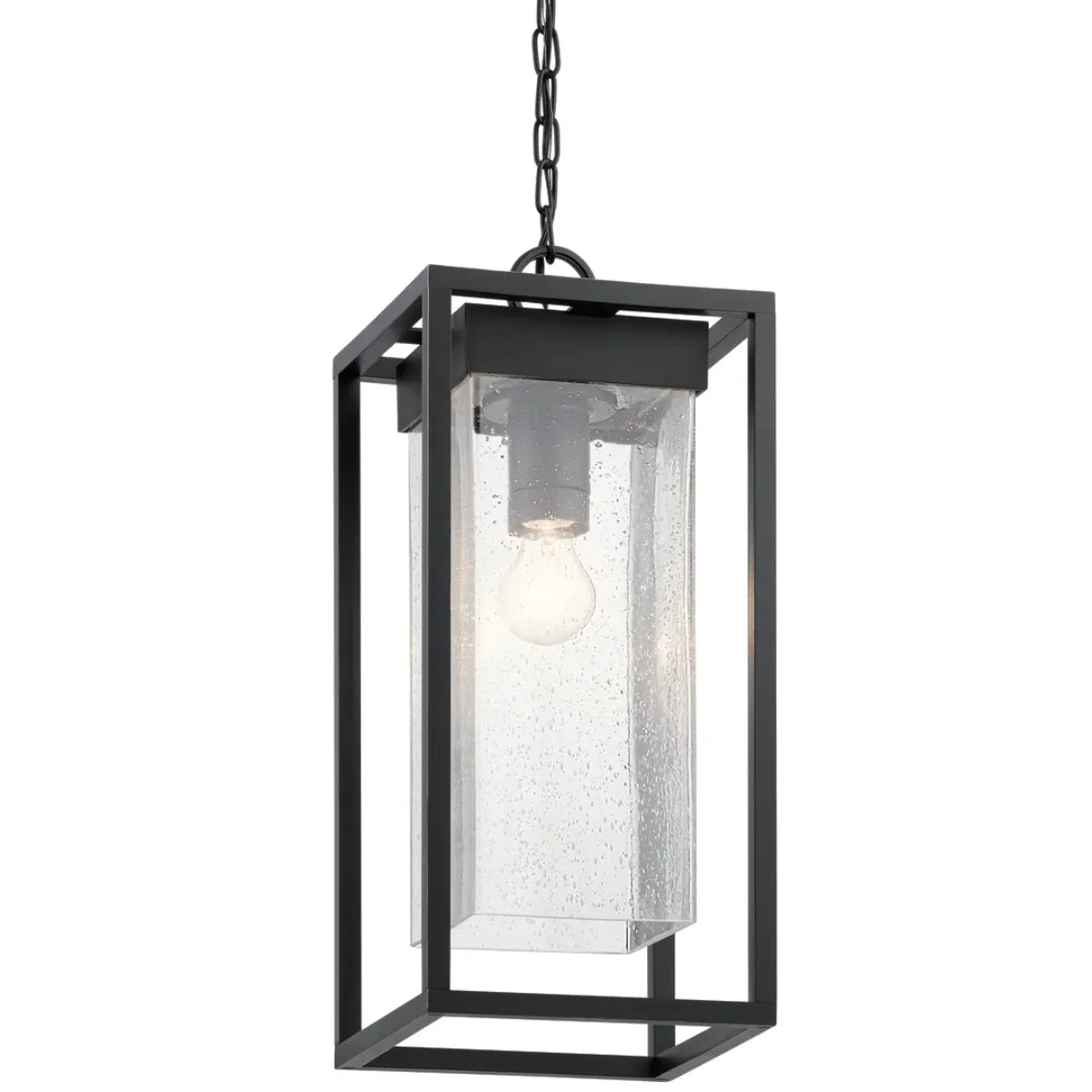 Mercer Rectangular Outdoor Pendant Light Black Finish