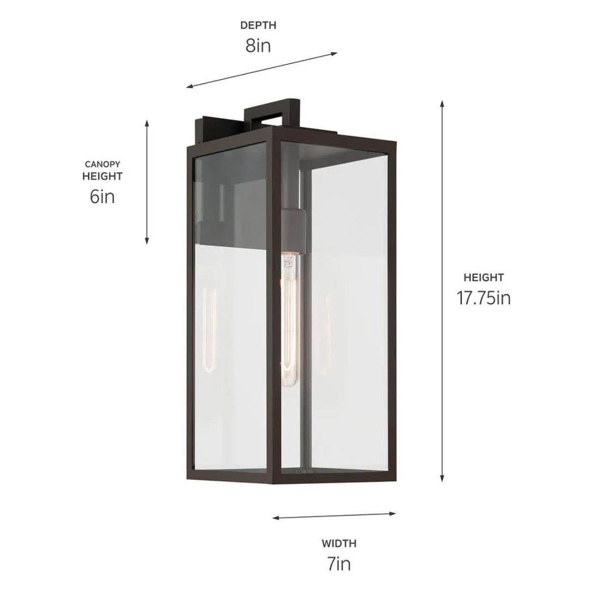 Branner 18 In 1-Light Outdoor Wall Light with Clear Glass, Bronze Finish - Bees Lighting