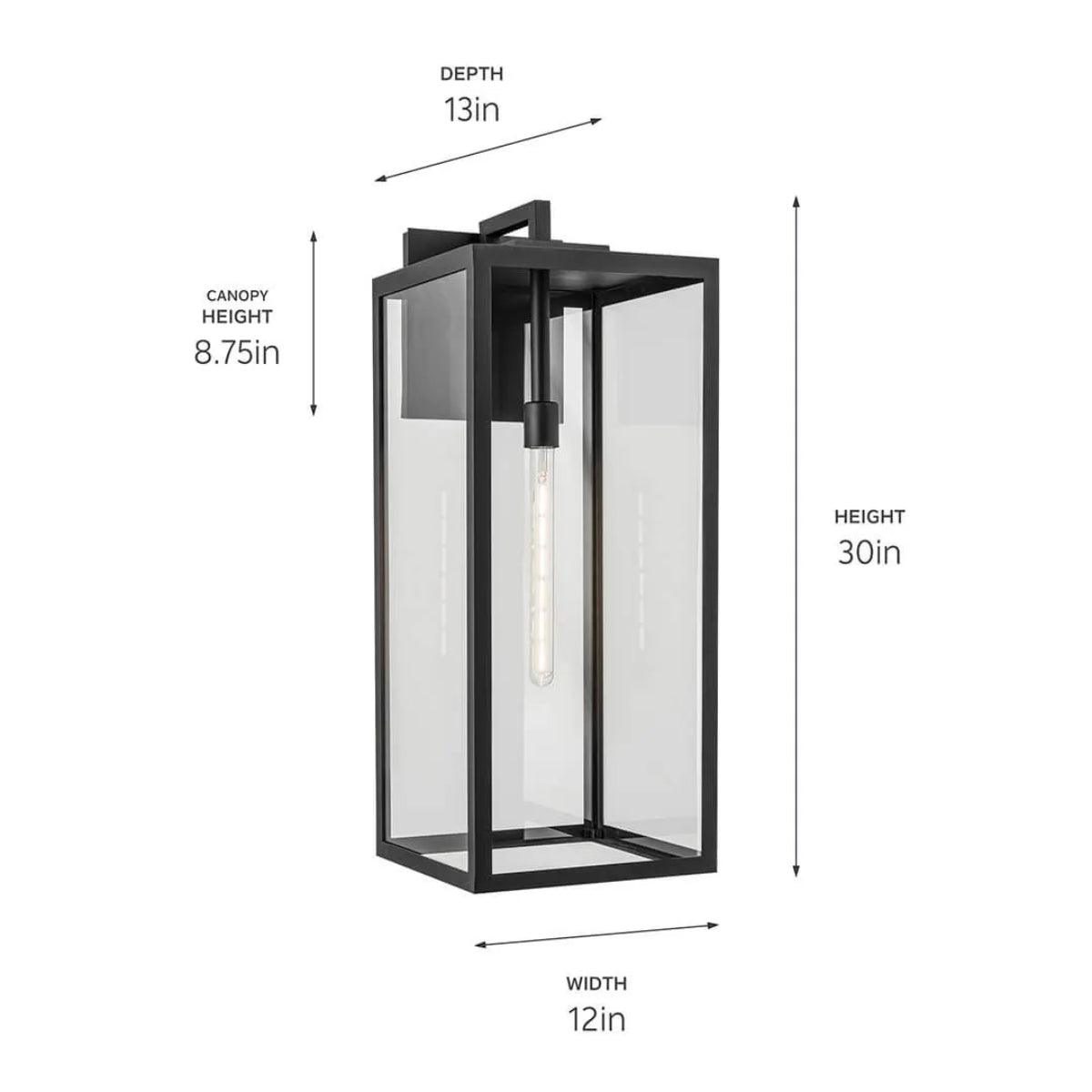 Branner 30 In 1-Light Outdoor Wall Light with Clear Glass, Black Finish - Bees Lighting