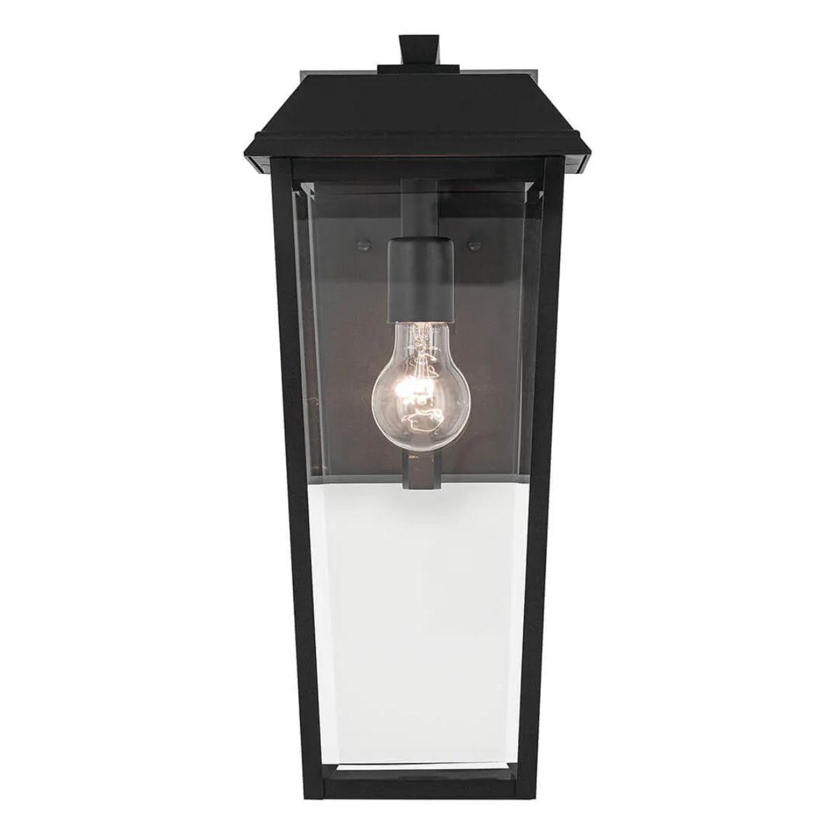 Mathus 18 In 1-Light Outdoor Wall Light With Clear Beveled Glass, Black Finish - Bees Lighting