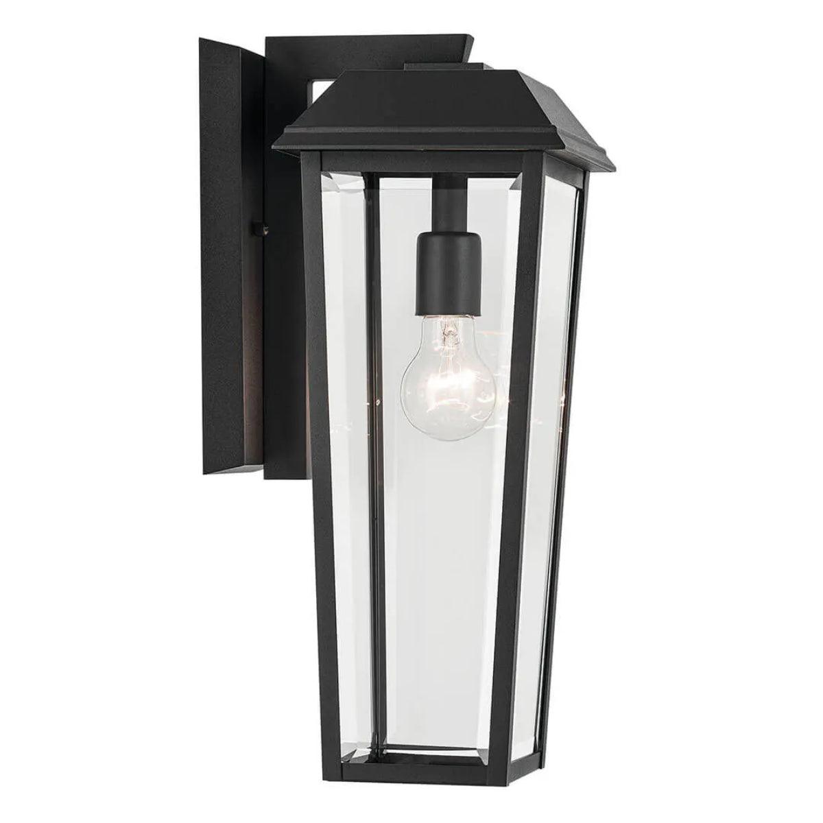 Mathus 18 In 1-Light Outdoor Wall Light With Clear Beveled Glass, Black Finish - Bees Lighting