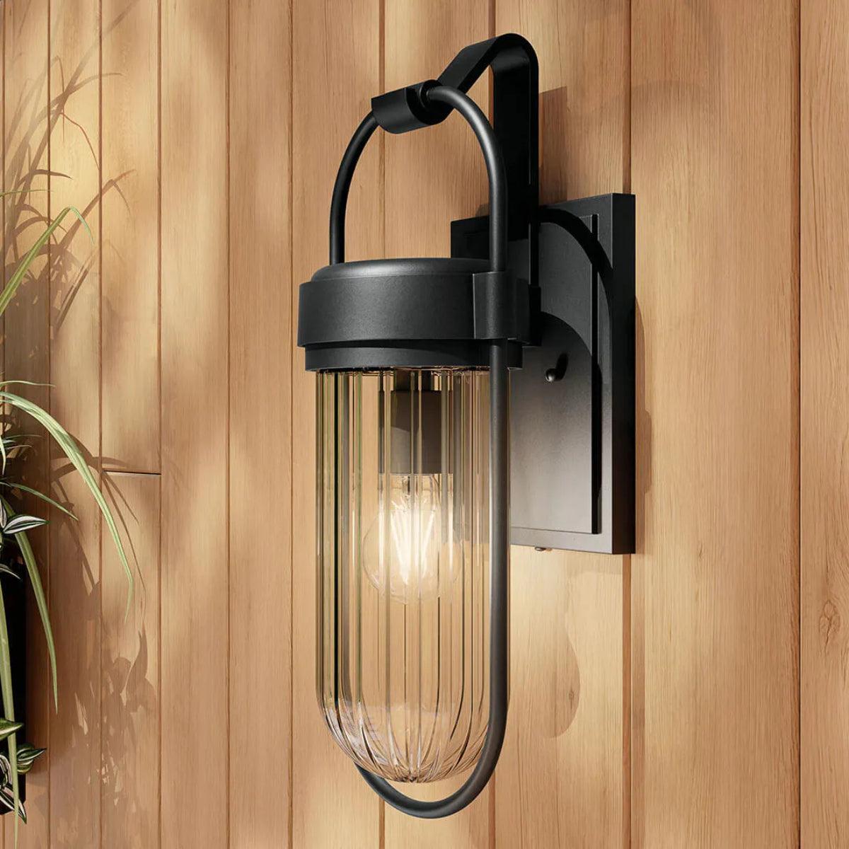 Brix 19 In 1-Light Outdoor Wall Light With Clear Glass, Black Finish - Bees Lighting