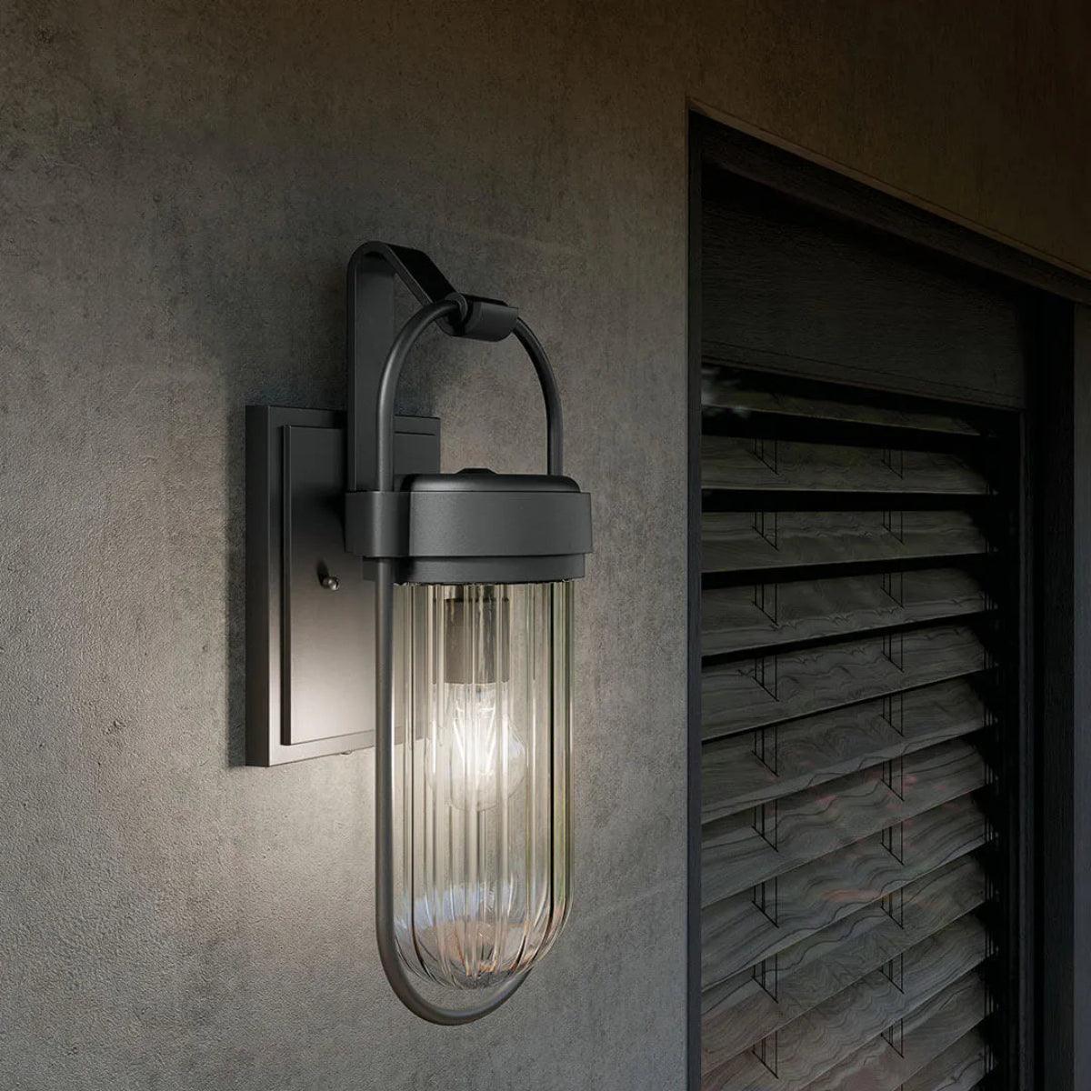 Brix 19 In 1-Light Outdoor Wall Light With Clear Glass, Black Finish - Bees Lighting