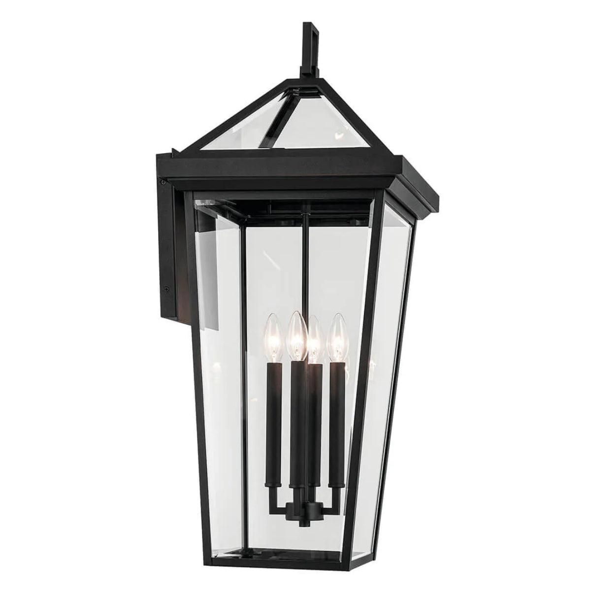 Regenge 30 In 4-Lights Outdoor Wall Light With Clear Beveled Glass, Black Finish - Bees Lighting