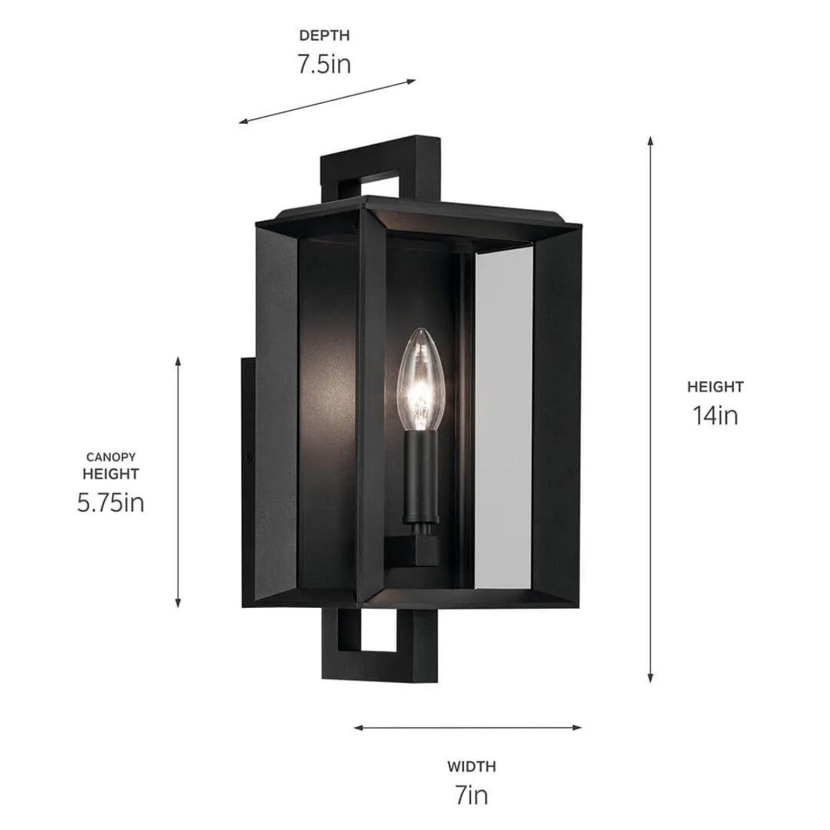 Kroft 14 In 1-Light Outdoor Wall Light, Black Finish - Bees Lighting