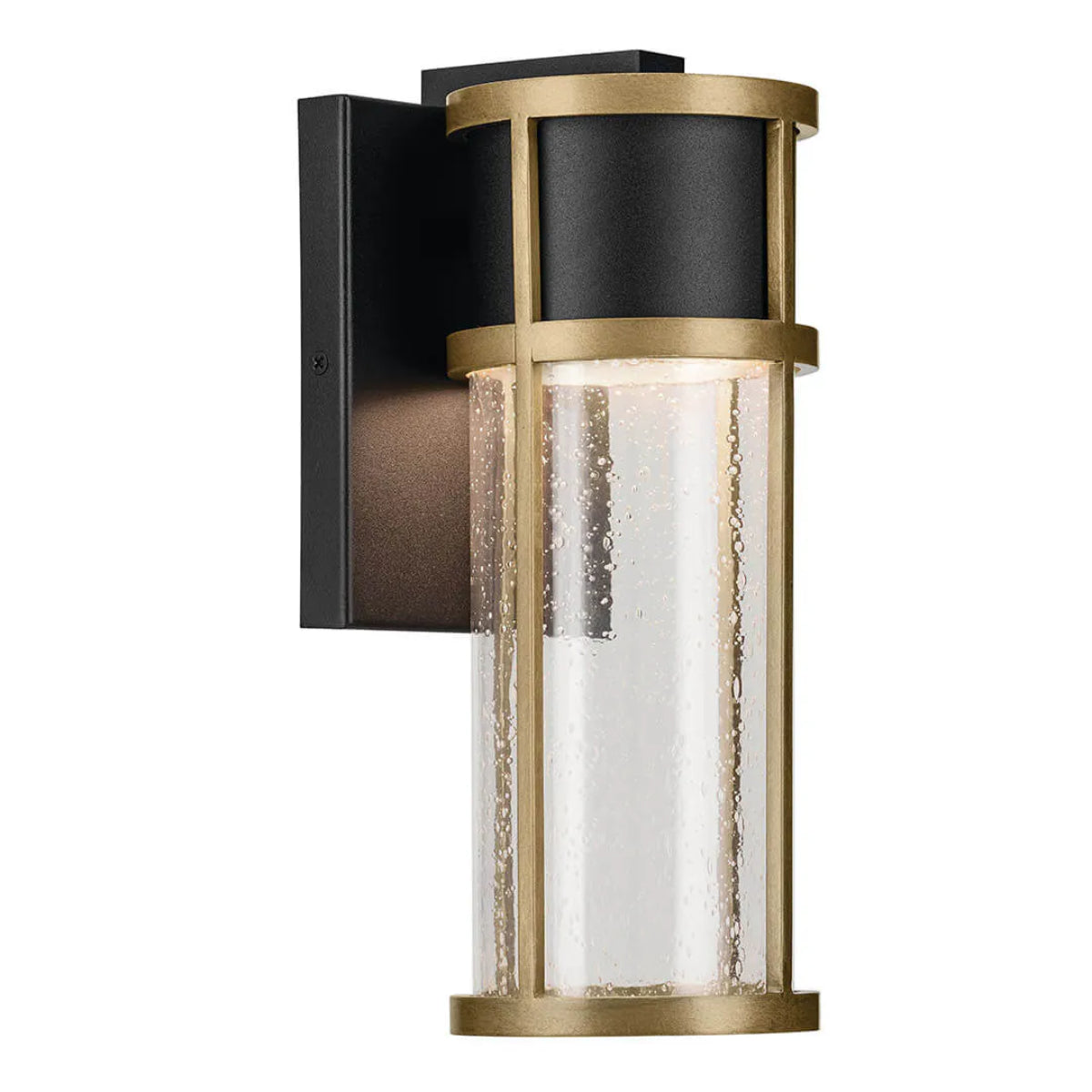 Camillo 12 In 1-Light LED Outdoor Wall Light With Clear Seeded Glass, Black Finish - Bees Lighting