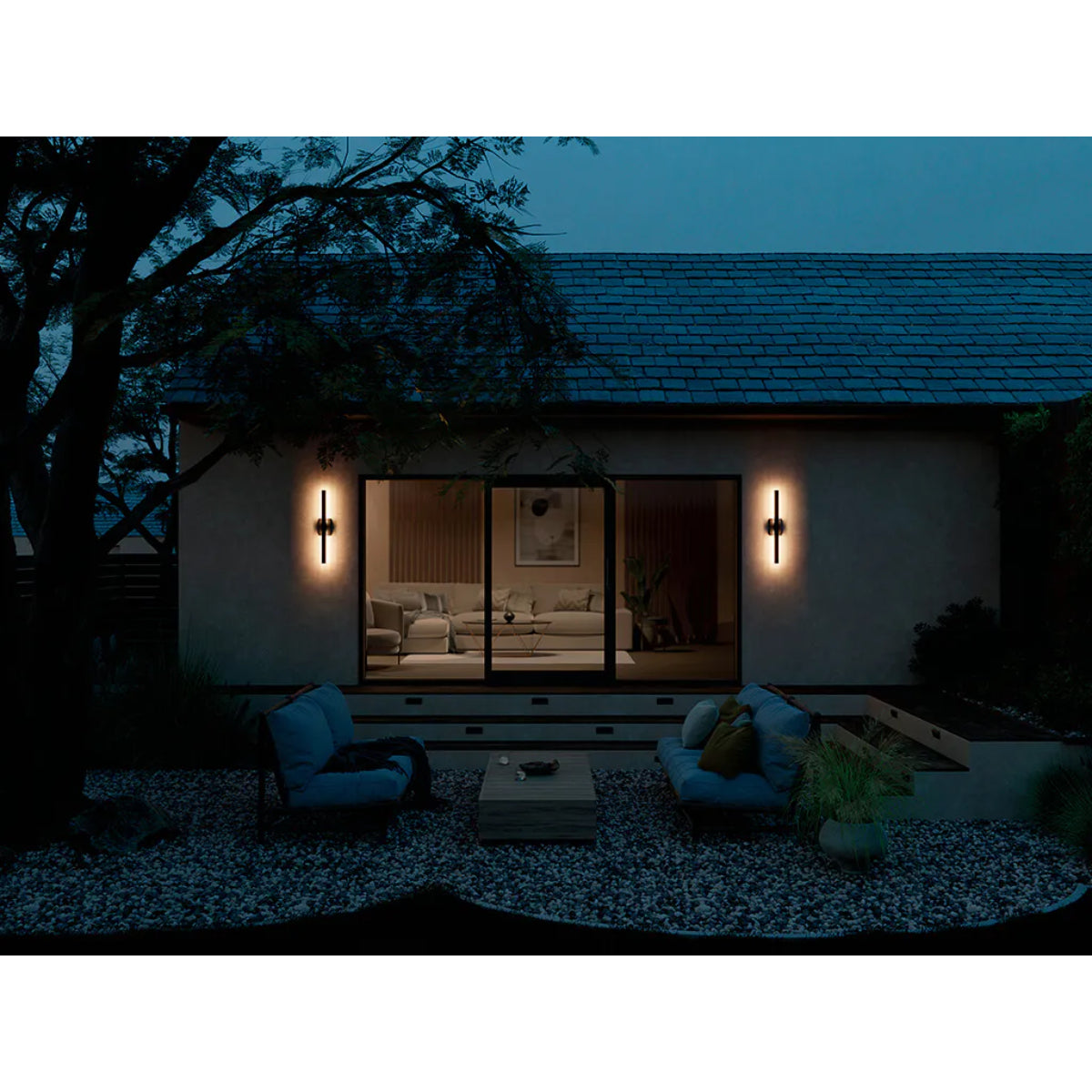 Nocar 30 In 1-Light LED Outdoor Wall Light With Clear Acrylic Satin Etched Glass, Black Finish