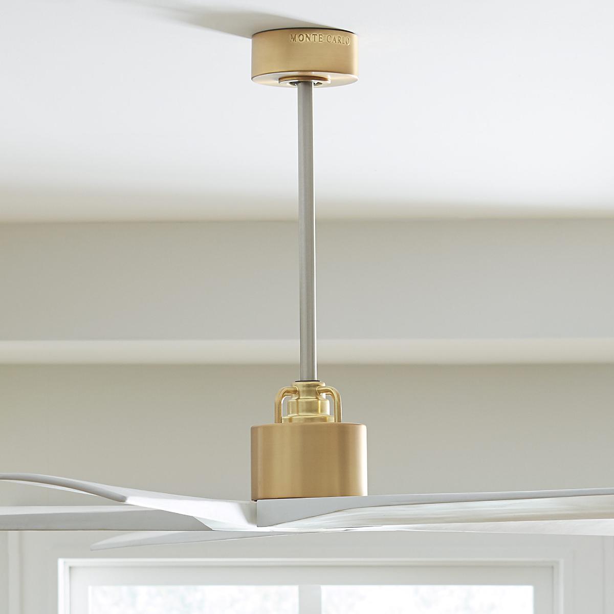 Aspen 56 Inch Ceiling Fan with Remote, Burnished Brass with Matte White Blades - Bees Lighting